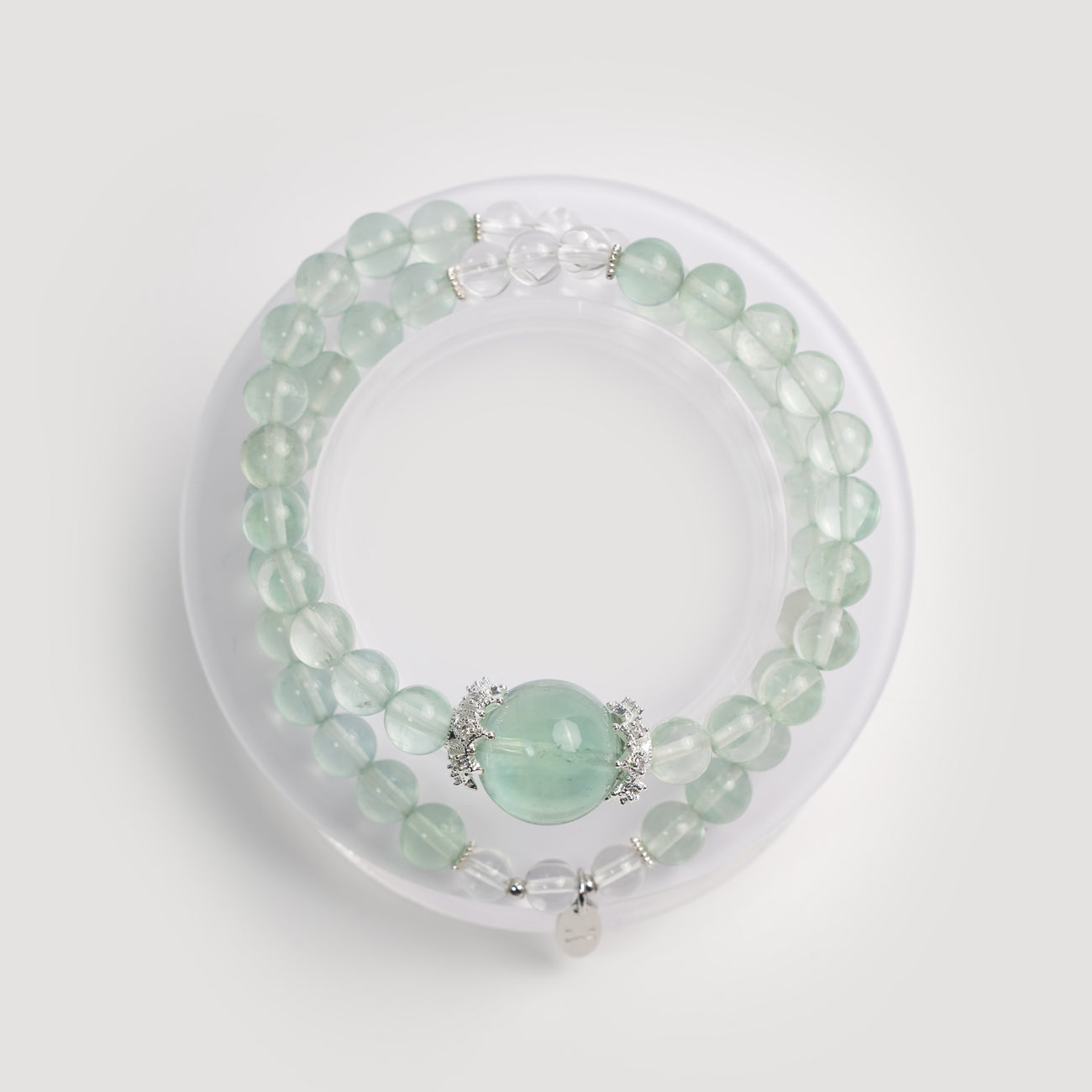 Tranquil Green Fluorite Double-Layer Bracelet | Rare Green Fluorite Paired with Clear Quartz for Elegance and Spirituality