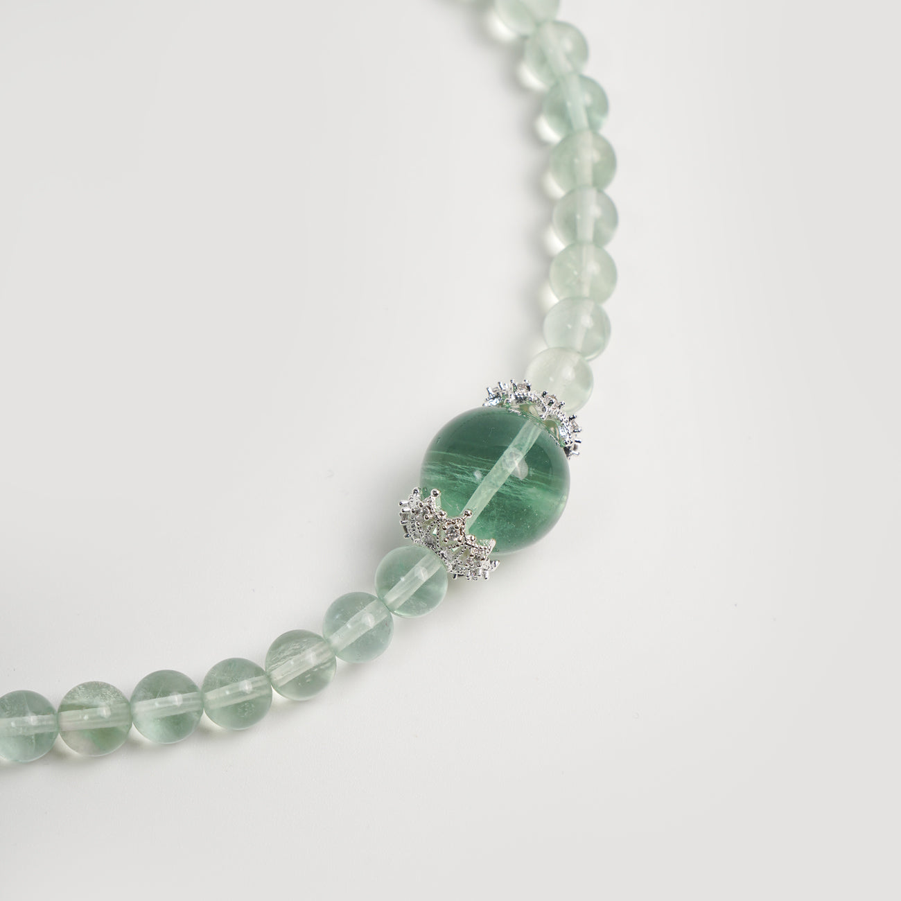 Tranquil Green Fluorite Double-Layer Bracelet | Rare Green Fluorite Paired with Clear Quartz for Elegance and Spirituality