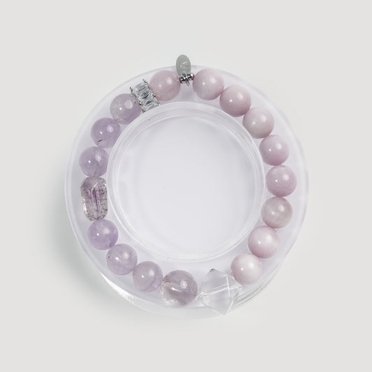 Purple Aura Amplifier Bracelet | Lepidolite and Amethyst Energy Bracelet for Women | Wisdom & Tranquility Crystal Jewelry