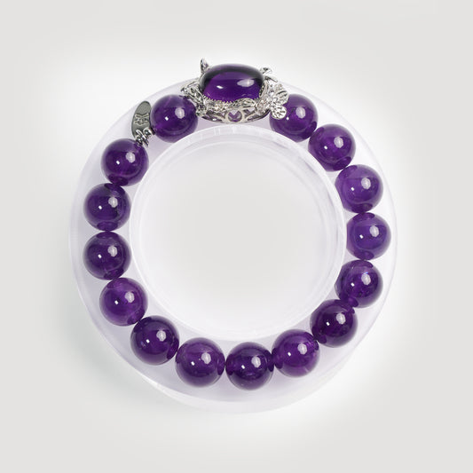 Dancing Butterfly Amethyst Bracelet | Exquisite Uruguayan Amethyst with Butterfly Charm for Elegance and Grace